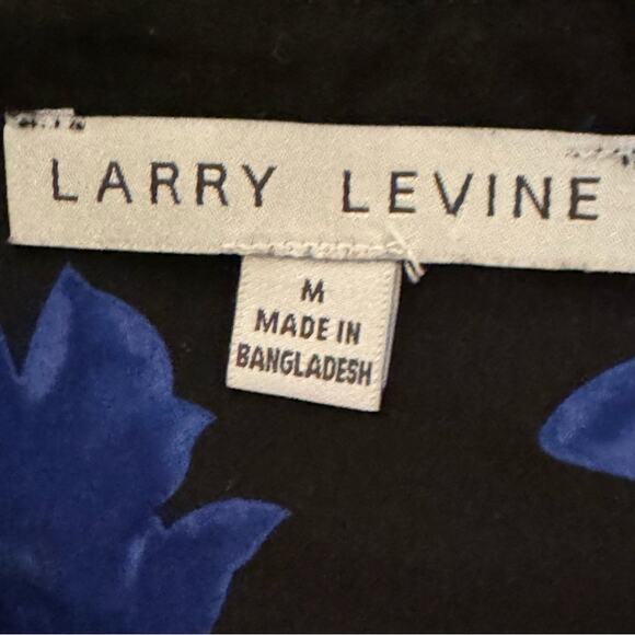 Larry Levine black blue long sleeve tunic size medium M b5 - Picture 2 of 4
